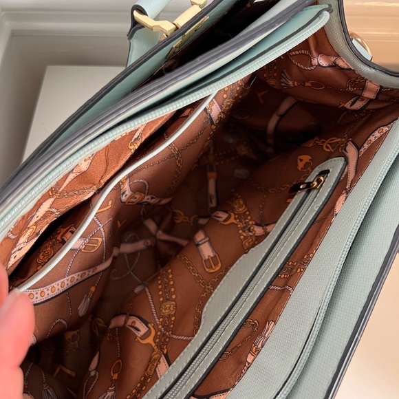 Large satchel bag shoulder bag light blue with light light green shade - Picture 4 of 14